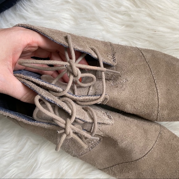 Toms Suede Desert Lace Up Wedges Size 6 - Picture 5 of 9